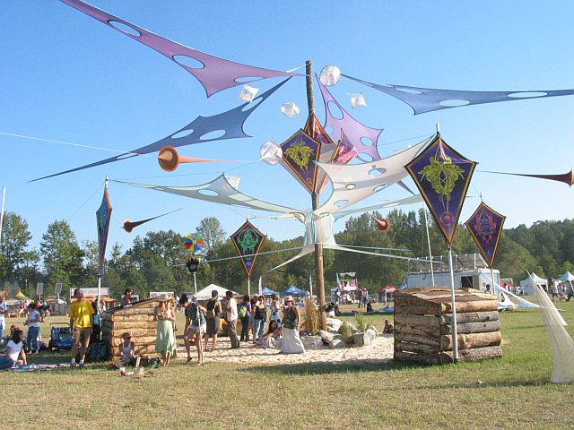 Sculptures and Log Cabins